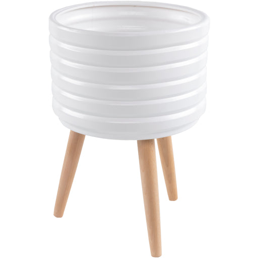 SYA 20X14 WHITE ORCHID POT W/ LEGS