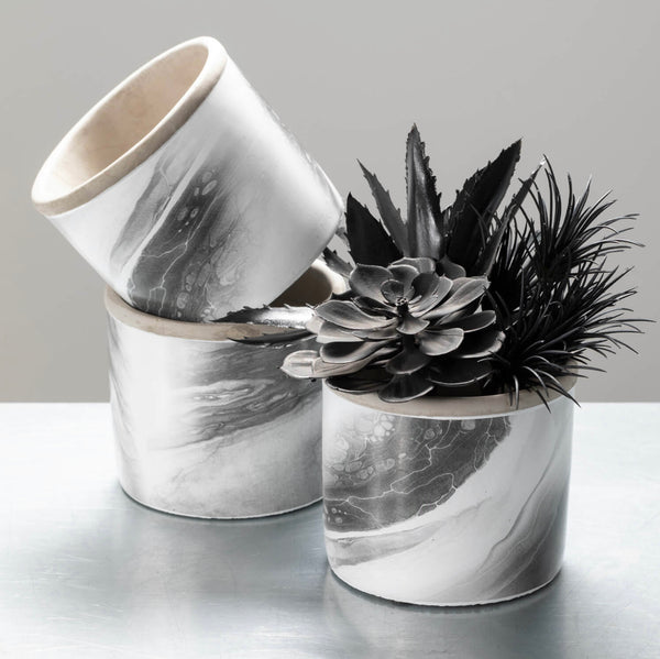 S 5” GREY SWIRL PLANTER