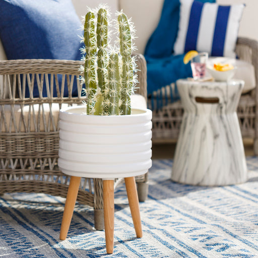 SYA 20X14 WHITE ORCHID POT W/ LEGS