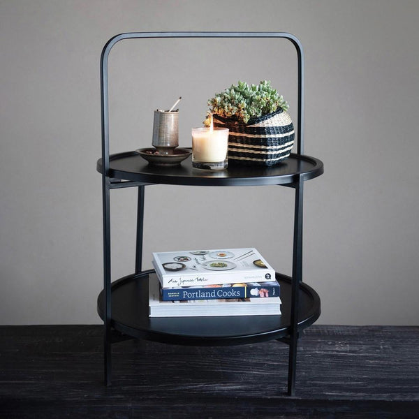 CC 23h x 21w BLACK METAL SIDE TABLE