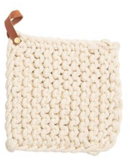 CC 8” CREAM CROCHETED POT HOLDER
