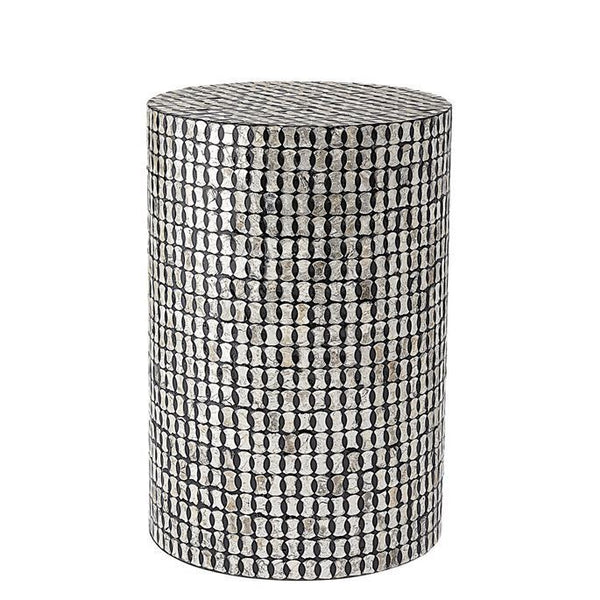 B 13x19 B/W CAPIZ TABLE/STOOL