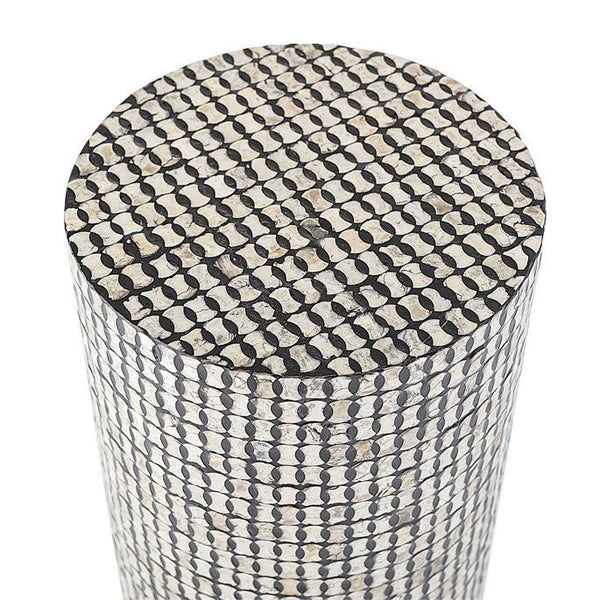 B 13x19 B/W CAPIZ TABLE/STOOL