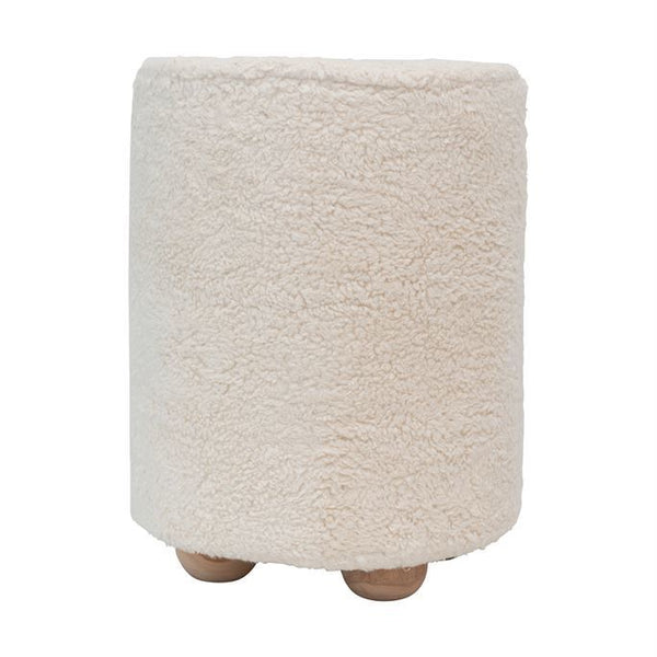 B 16x21Pouf w/Pine Wood Feet, Cream Color