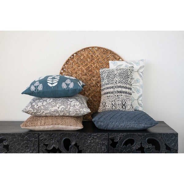 CC 20” Woven Jute&Cotton Pillow w/ DOWN FILL