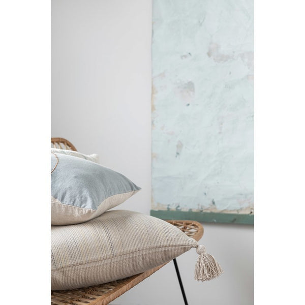 CC 18” BEIGE MULTI COLOR Cotton Pillow with Tassels,