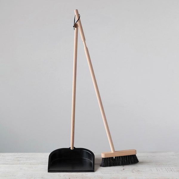 CC HORSE HAIR BROOM W/ DUSTPAN
