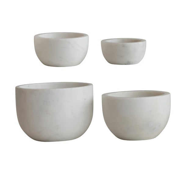 CC SET/4 WHITE MARBLE BOWLS