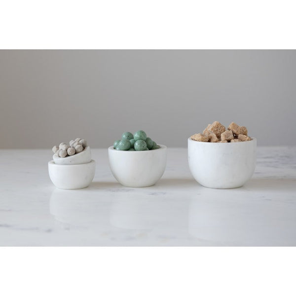 CC SET/4 WHITE MARBLE BOWLS