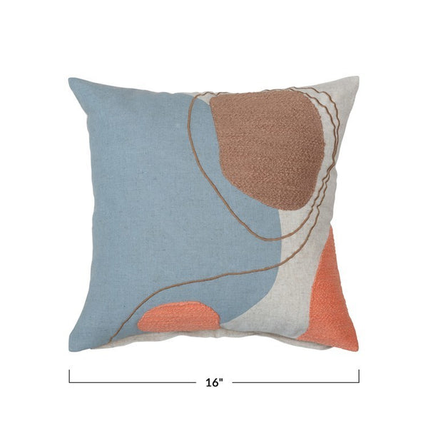 CC 16” BLUE TAN CORAL ABSTRACT PILLOW
