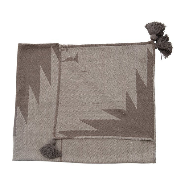 CC Woven Recycled Cotton Blend Throw w/Aztec Pattern & Tassels, Tan Color
