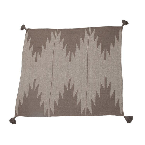 CC Woven Recycled Cotton Blend Throw w/Aztec Pattern & Tassels, Tan Color
