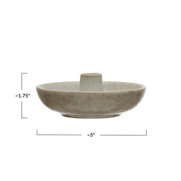 CC Stoneware Dish w/ Toothpick Holder, Reactive Glaze, White (EachWill Vary)
