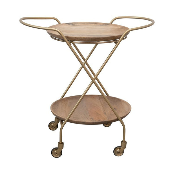 CC 2-Tier Bar Cart on Casters, Gold Finish