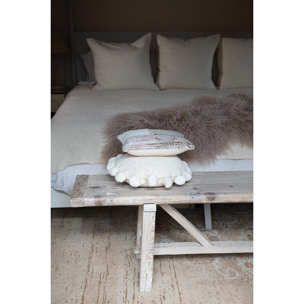 CC 16” ROUND CREAM POM PILLOW