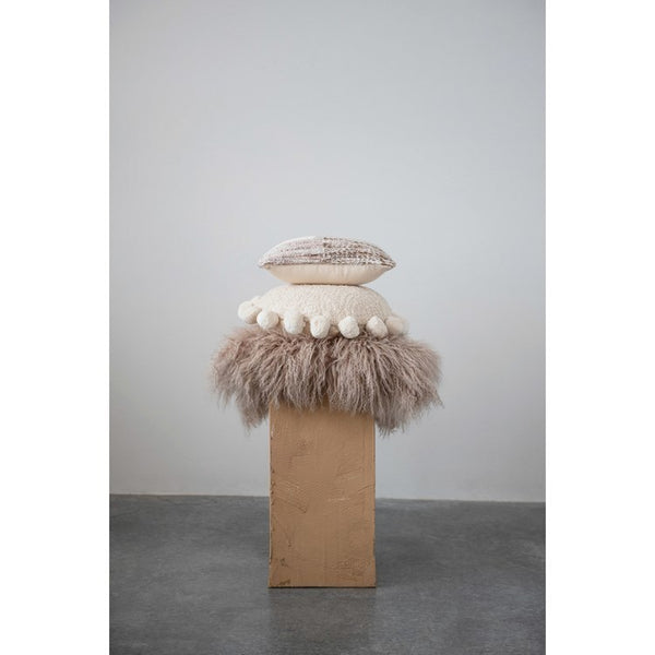 CC 16” ROUND CREAM POM PILLOW