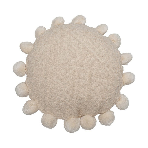 CC 16” ROUND CREAM POM PILLOW