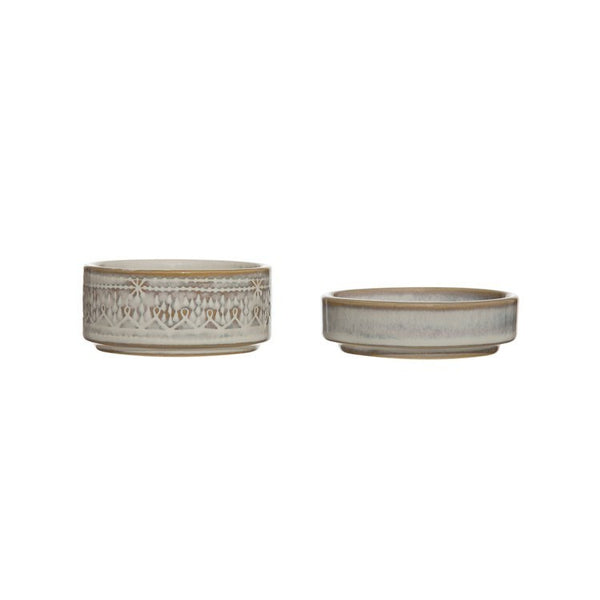 CC SET/2 WHITE STACKED PINCH POTS