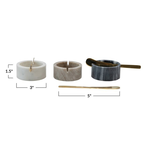CC 3” BEIGE MARBLE BOWL w/ KNIFE