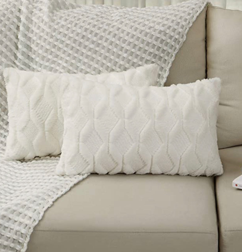 A 12x20 WHITE TEXTURED PILLOW – Midwest Modern Furniture