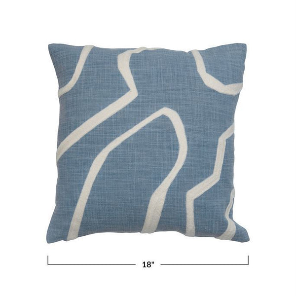 18” BLUE/CREAM ABSTRACT PILLOW