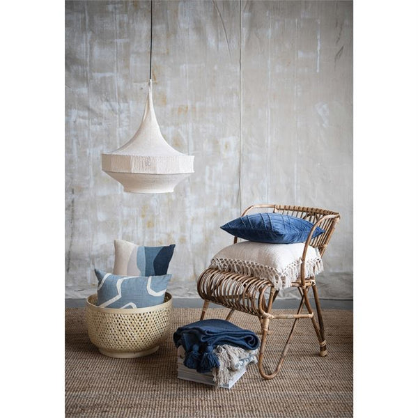 18” BLUE/CREAM ABSTRACT PILLOW