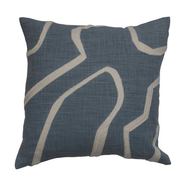 18” BLUE/CREAM ABSTRACT PILLOW