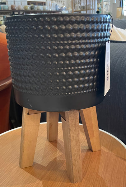 T 8” black footed pot