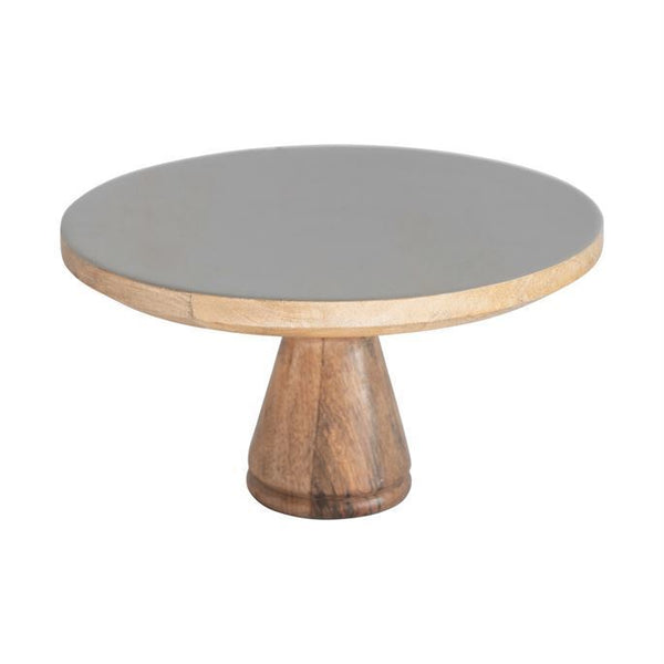 Enameled Mango Wood Pedestal, Grey