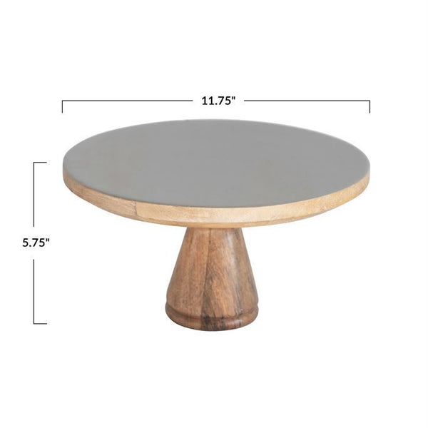 Enameled Mango Wood Pedestal, Grey