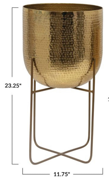B LARGE GOLD PLANTER W/ STAND