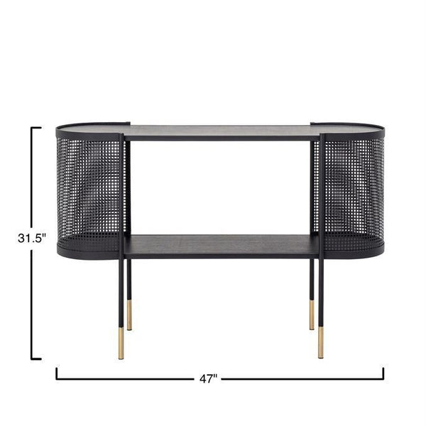 B 47"W x 14.25"Dx31.5"H Metal Console Table