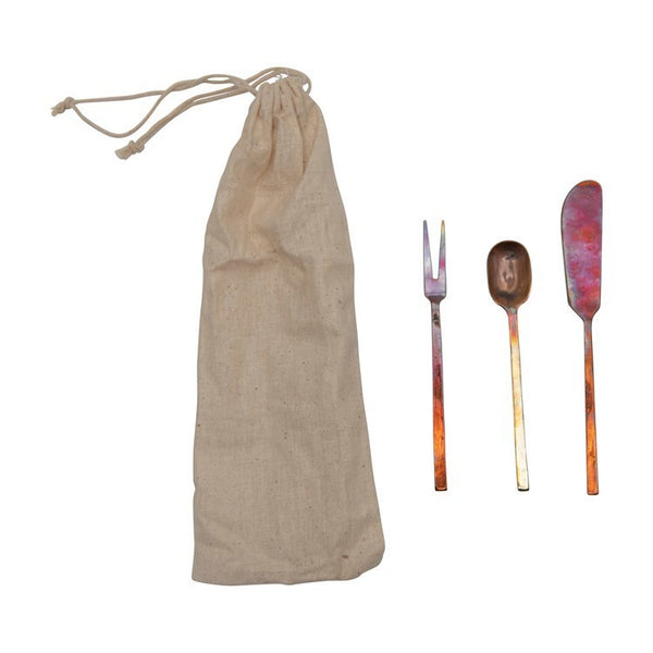 CC SET/3 BURNT COPPER SERVING UTENSILS