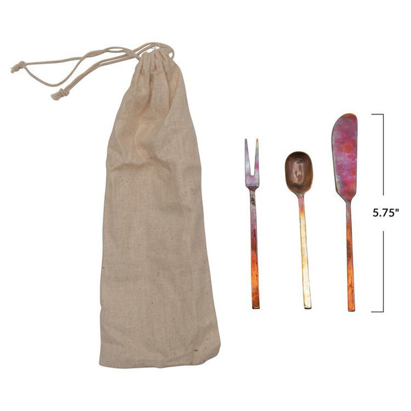 CC SET/3 BURNT COPPER SERVING UTENSILS