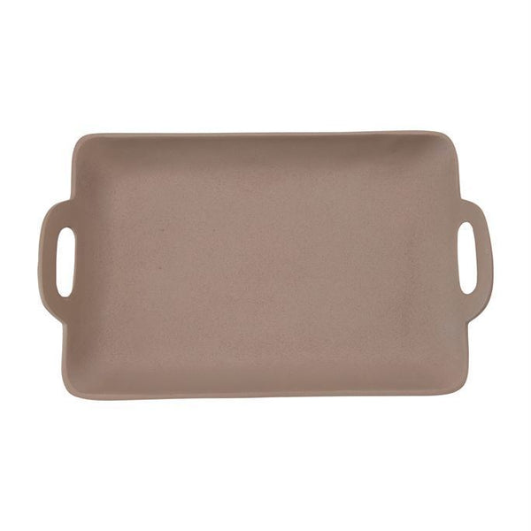 B Metal Tray w/Handles,Stone Color