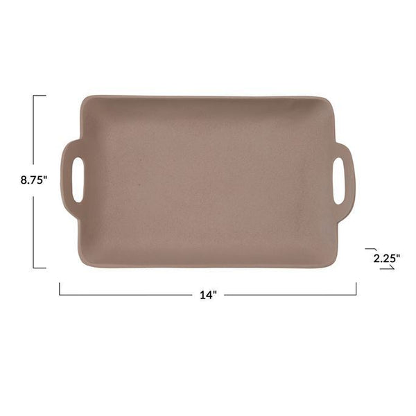 B Metal Tray w/Handles,Stone Color
