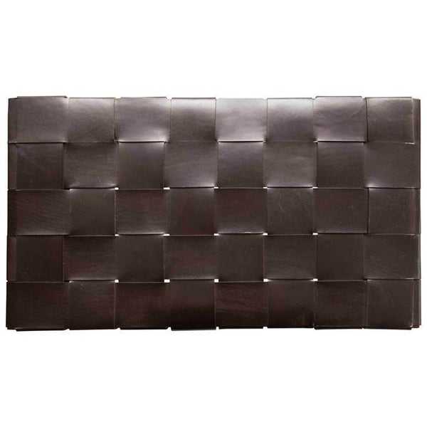 B Wood & Woven Leather Bench