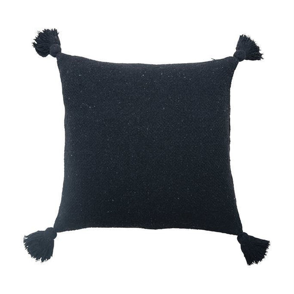 B 18” BLACK PILLOW W/ TASSLES