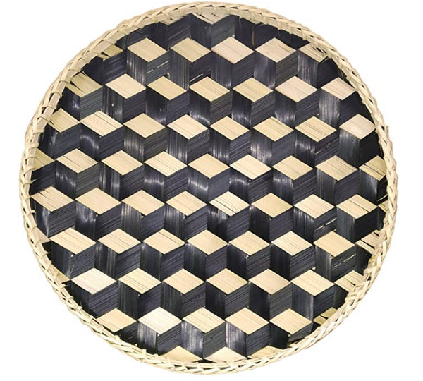 A 14” ROUND BLK/NAT WALL BASKET