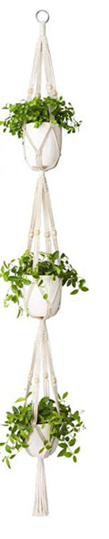 A MACRAME TRIPLE PLANT HANGER