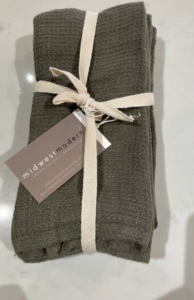 SET/4 OLIVE GREEN LINEN NAPKINS