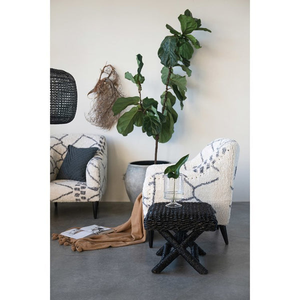 CC Black Hyacinth&Mahogany Wood Stool