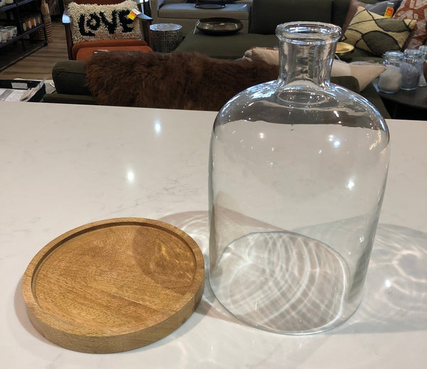 CC Glass Cloche Wood Base