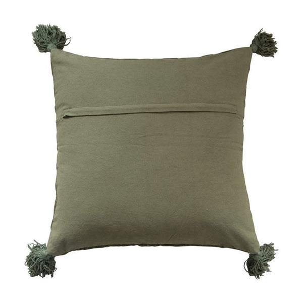 CC 20" Velvet Quilted Pillow w/ Kantha Stitch & Tassels