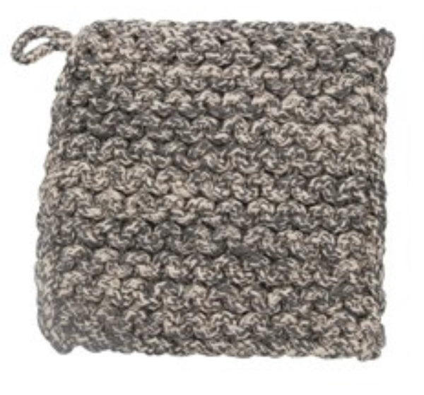 CC 8” GREY MELANGE CROCHETED POT HOLDER