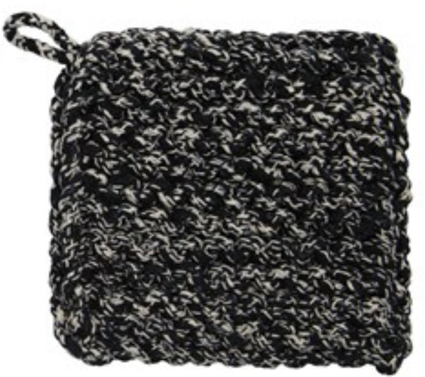 CC 8” BLACK MELANGE CROCHETED POT HOLDER