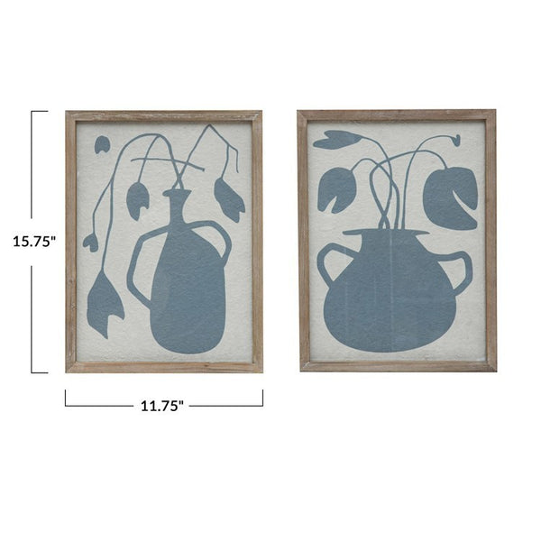 BLUE ABSTRACT FLOWER(2)VASE ART