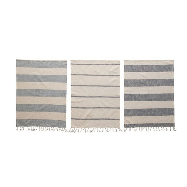 SET/3 TURKISH TEA TOWELS BLUE/WHITE
