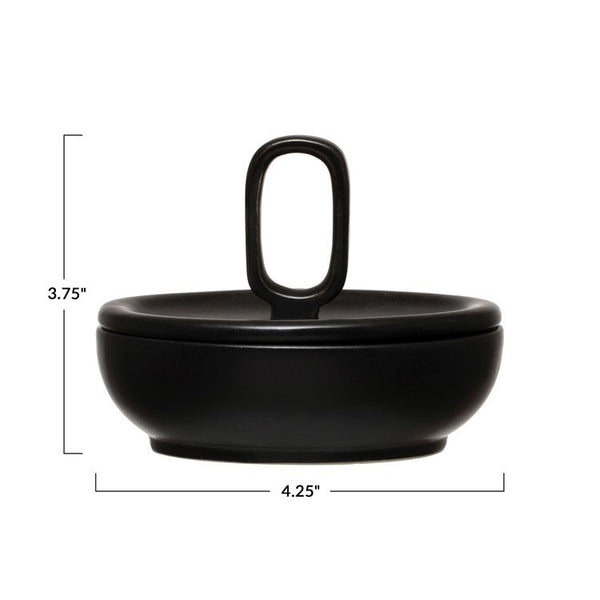 MATTE BLACK PINCH POT W/ LID