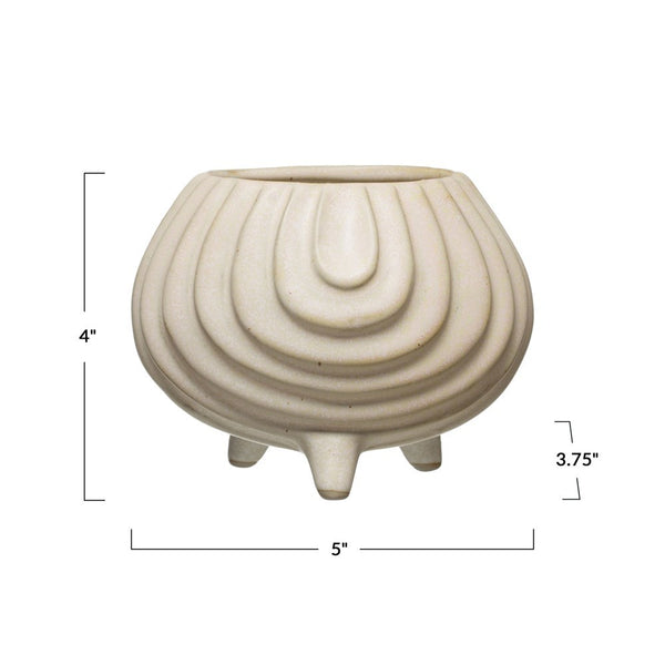 WHITE GLAZED FOOTED PLANTER